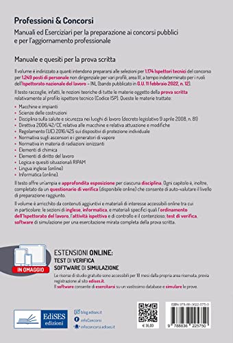 1249 posti inl ispettorato del lavoro 1174 ispettori tecnici: Manuale e quesiti per la prova scritta (Professione & Concorsi) (Italian Edition)