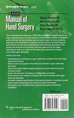 ASSH Manual of Hand Surgery