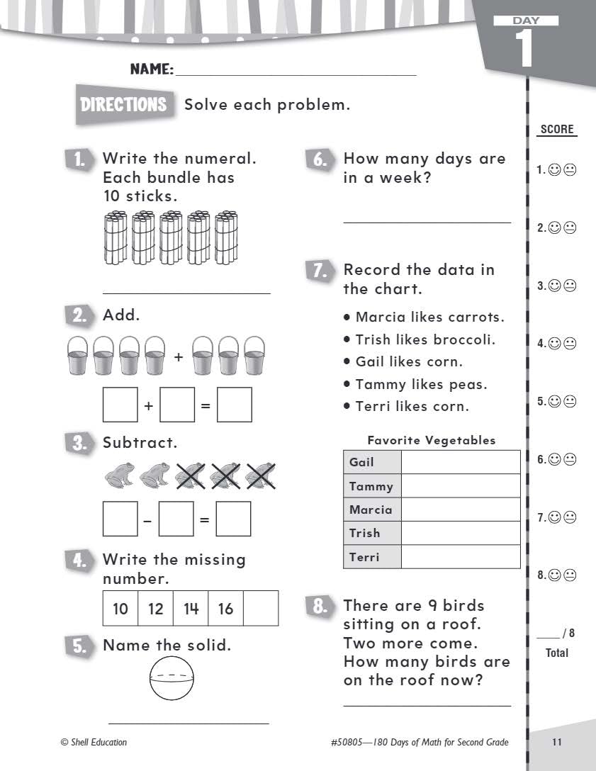 180 Days™: Mathematics for 2nd Grade Practice Workbook for Classroom and Home, Cool and Fun Practice Created by Teachers