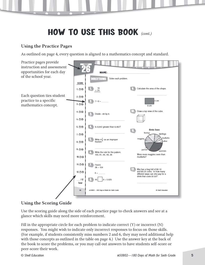 180 Days™: Mathematics for 6th Grade Practice Workbook for Classroom and Home, Cool and Fun Practice Created by Teachers
