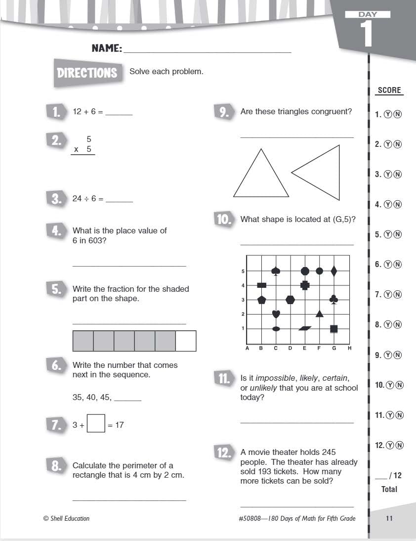 180 Days™: Math for Fifth Grade