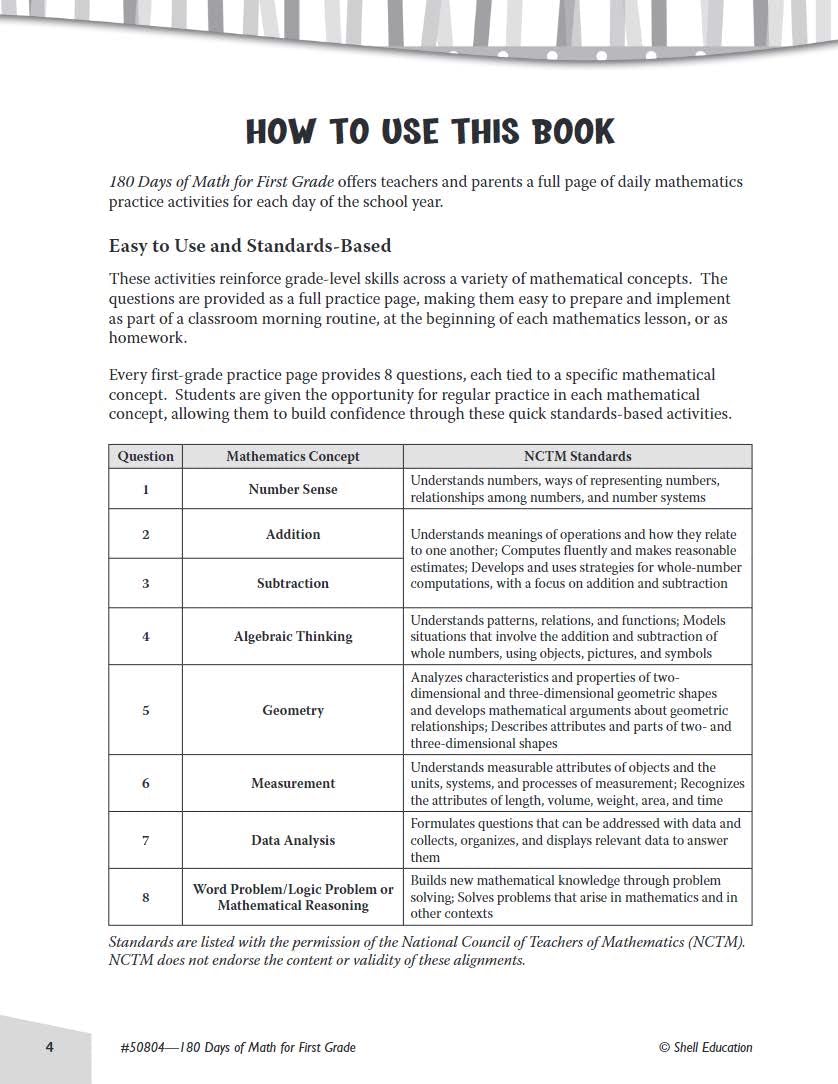 180 Days™: Math for First Grade