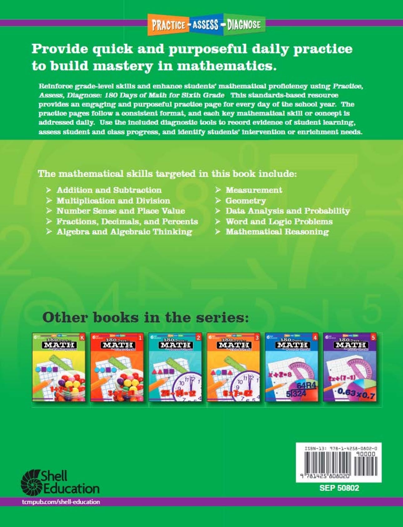 180 Days™: Math PK-8: 10-Book Set (180 Days of Practice)