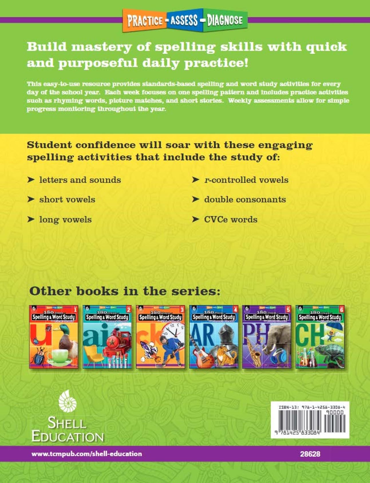 180 Days™: Reading 2nd Ed, Writing, Spelling, & Language Grade K: 4-Book Set (180 Days of Practice)