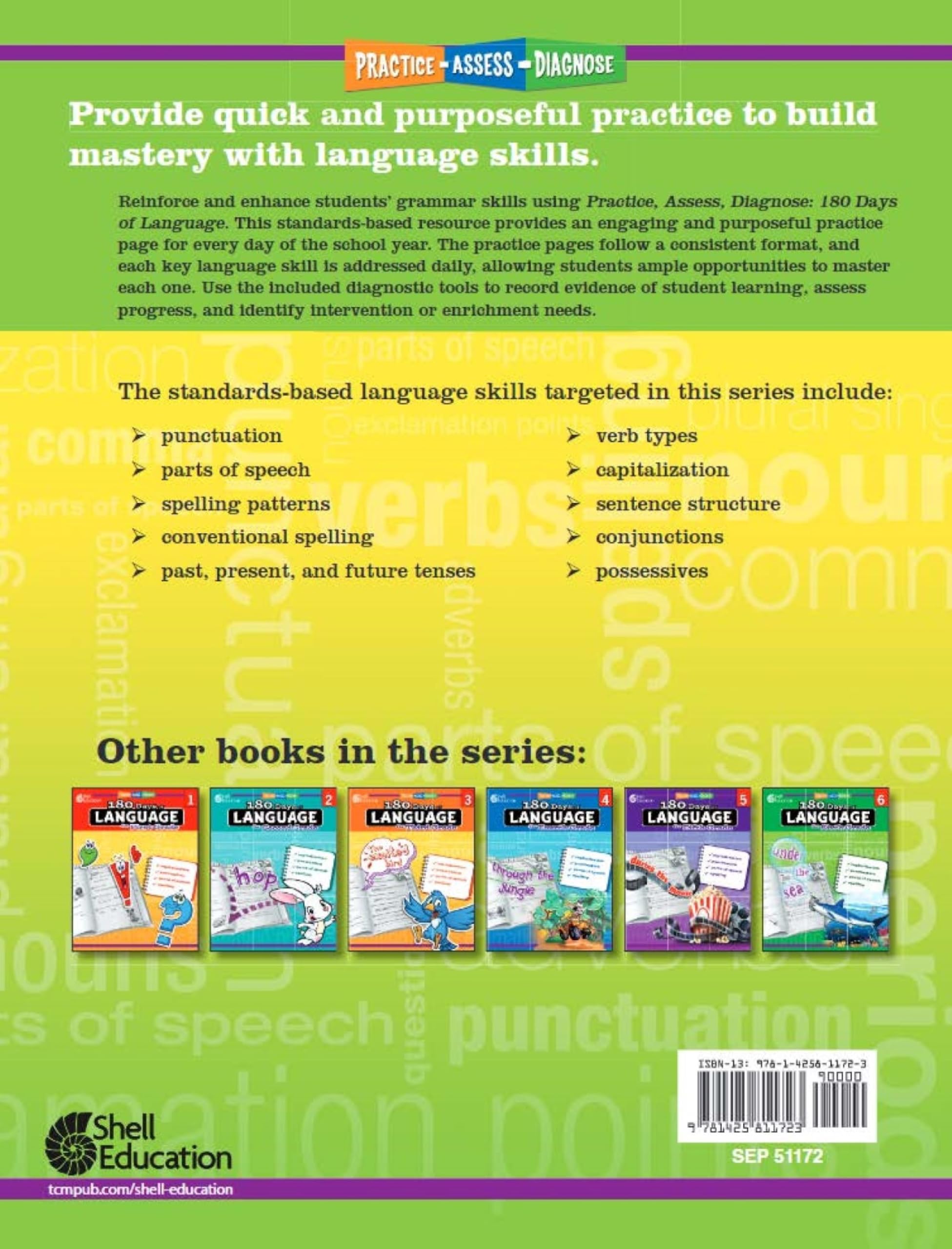 180 Days™: Reading 2nd Ed, Writing, Spelling, & Language Grade K: 4-Book Set (180 Days of Practice)